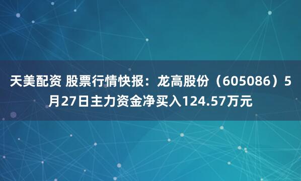 天美配资 股票行情快报：龙高股份（605086）5月27日主力资金净买入124.57万元