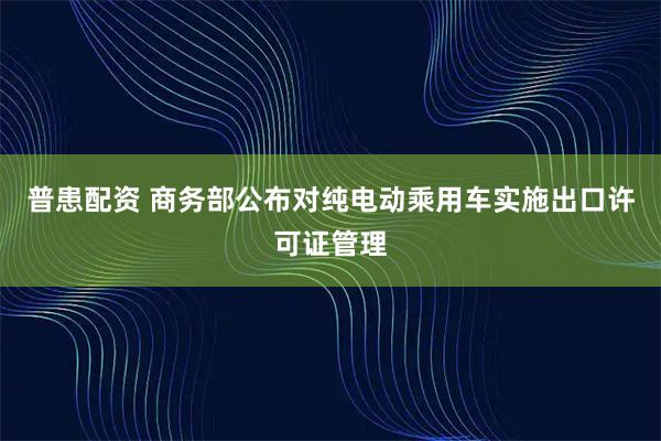 普患配资 商务部公布对纯电动乘用车实施出口许可证管理